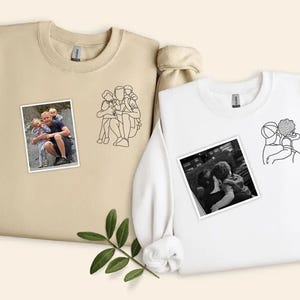 Personalised Dad Portrait Sweatshirt, Fathers Day Gift, Embroidered Sketch from Photo Jumper. Custom Family Sweater, Dad Gift from Daughter