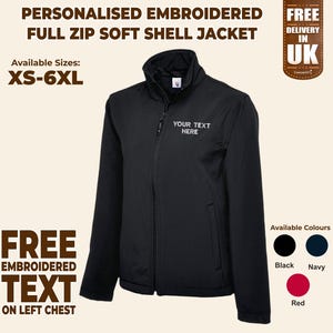 Custom Embroidered Softshell Jacket, Personalised Text/Logo Workwear Coat, Staff Name Uniform Jacket, Waterproof Fleece Jacket for Him/Hers
