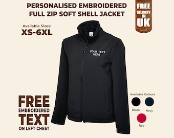 Custom Embroidered Softshell Jacket, Personalised Text/Logo Workwear Coat, Staff Name Uniform Jacket, Waterproof Fleece Jacket for Him/Hers