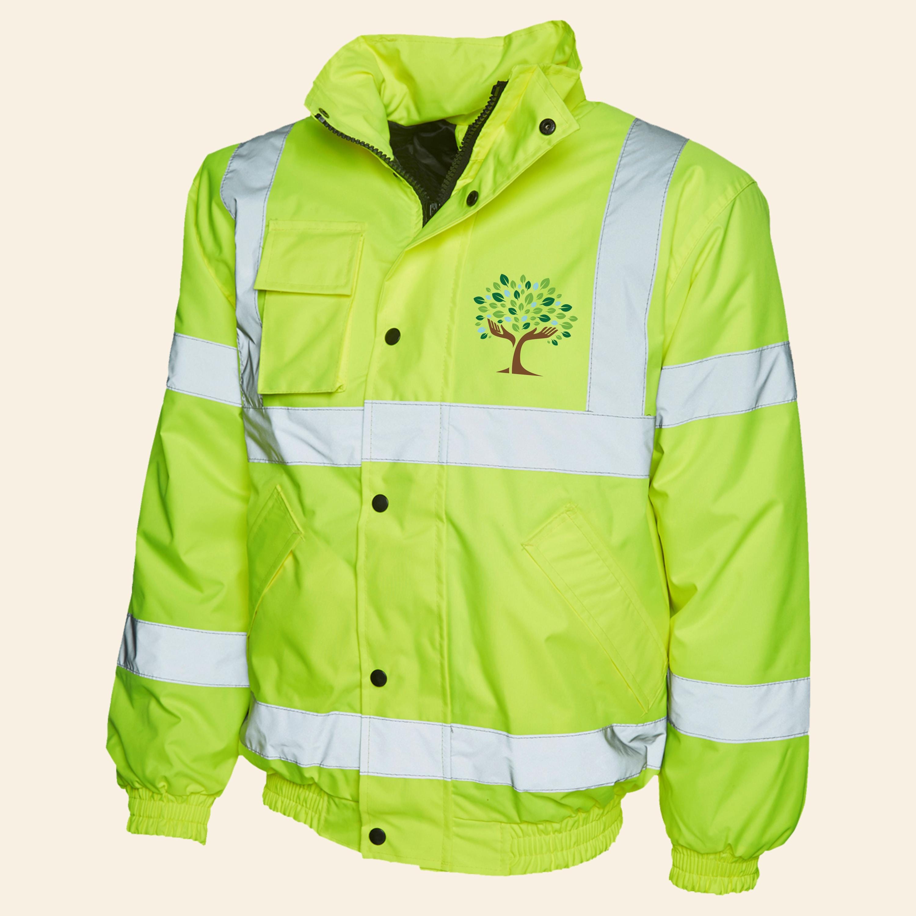 Your Text/logo Hi Vis Bomber Jacket, Custom Printed Designs Monogram ...