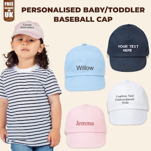 Custom Embroidered Kids Baseball Cap, Your Name or Logo Monogram Hat, Personalised Toddler Cap, Adjustable Boys Girls Hat, Easter Gift Idea