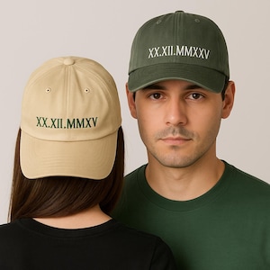 Embroidered Roman Numeral Hat, Personalised Vintage Cap with Special Date, Custom Wedding Anniversary Gift, Custom Dad Hat, Gift for Him/Her