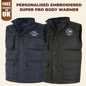 Your Text and Logo Workwear Gilet Jacket, Personalised Embroidered Bodywarmer Jacket, Any Company Logo Monogram Bodywarmer, Gift for Workers