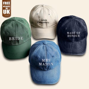 Personalised Bride Squad Hats, Embroidered Camp Bachelorette Hat, Bride to be Vintage Baseball Hat, Custom Wedding Party Caps, Gift for Her
