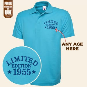 Limited Addition Embroidered Age Polo, Custom Birthday Year Polo Shirt, Custom 50th 60th Birthday Gift for Cool Dad, Milestone Birthday Gift