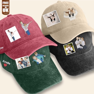 Custom Dad Portrait from Photo Hat, Embroidered Drawing Sketch Baseball Hat, Personalised Fathers Day Gift, Best Dad Gift from Son/Daughter
