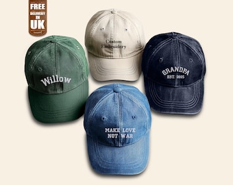 Custom Embroidered Unstructured Cap, Low Profile Monogram Hat, Personalised Text or Logo Hat, Custom Company Designs Cap, Gift for Worker