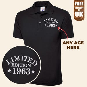 Personalised Embroidered Birthday Polo, Custom 50th 60th Bday Year Polo Shirt, Funny Limited Tess for Parents, Best Dad Birthday Gift Idea