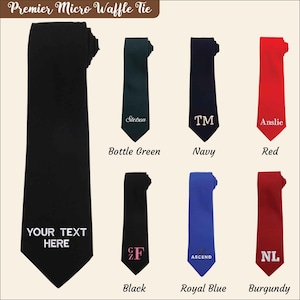 Personalised Tie for Groom, Custom Embroidered Text or Name Necktie, Wedding Gift for Him, Keepsake Tie for Groomsman, Father of Bride Gifts