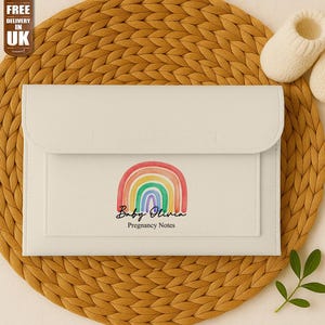 Carpeta personalizada de notas de embarazo con arcoíris para bebé, organizador de documentos impresos para FIV Journey, recuerdo de maternidad, regalos personalizados para recién nacidos.