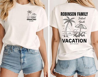 Custom Beach Trip T-Shirts, Summer Vacation Printed Shirt, Family Vacation Shirts, Tropical Island Family Matching Shirts, Family Vacay Gift