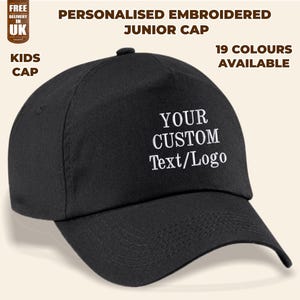 Custom Text or Logo Monogram Hats, Children’s Baseball Hats, Personalised Embroidered Kids Hats, Any Text or Logo, Birthday Gifts for Him