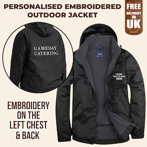 Personalized Embroidered Zip-Up Jacket | Custom Back Text & Monogram | Logo Workwear Waterproof Hooded Jacket | Custom Team Jackets,