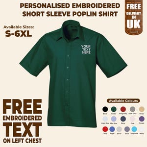 Custom Embroidered Short Sleeve Shirt, Personalisd Text/Logo Monogram Poplin Shirt, Uniform Poplin Dress Shirt, Workwear Mens Staff Shirts
