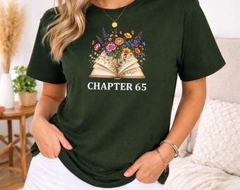 Personalised 65th Birthday Shirt, Funny Milestone Birthday Shirt for Her, Chapter 65 Book Lover Printed Tee, 65 Birthday Gift for New Mom