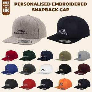 Personalisierter gestickter Snapback-Hut, kundenspezifische flache Spitzenkappe mit Ihrem Logo & Text, kundenspezifische Firmenlogo-Monogramm-Druckverschluss-Hüte, Arbeitsgeschenke