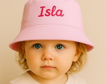 Personalised Baby Boy Sun Hat, Embroidered Name Beach Bucket Hat, Custom Toddler Summer Cap, Cute Surf Hat Gift for Infant, Gift for Babies
