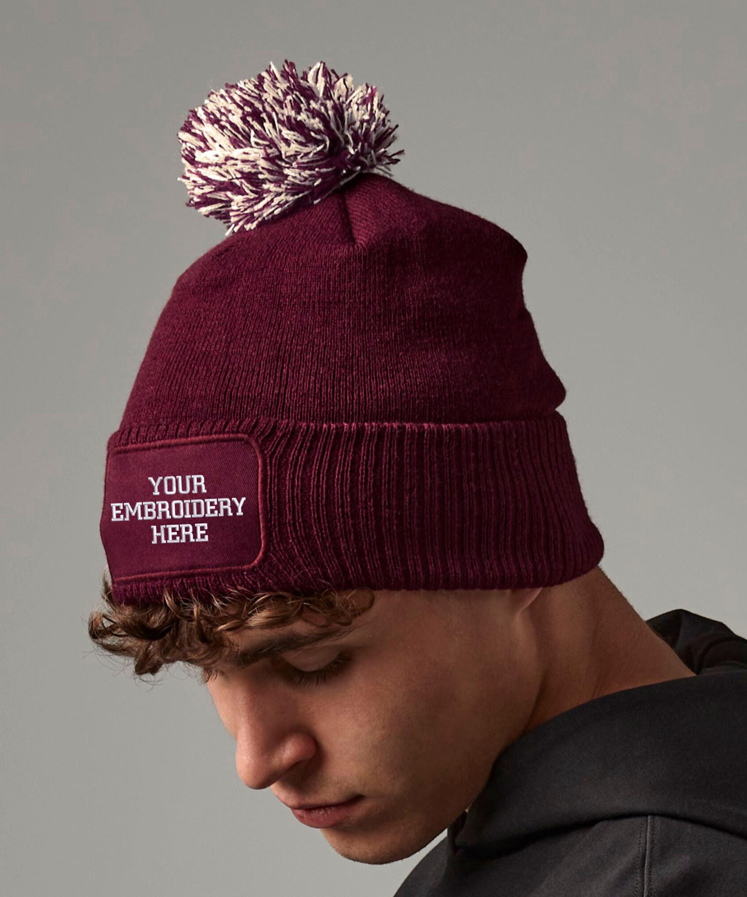 Tuque Personnalisé - Custom Printed Patch With Your Name Or Logo, Unisex Winter Hat Personalised Beanie Hat - Foto 3