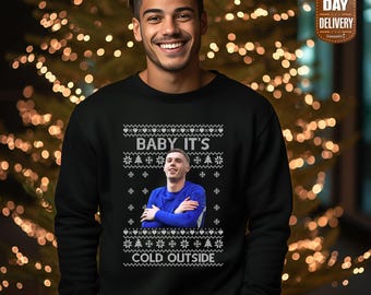 Cole Palmer Christmas Sweatshirt, Baby Its Cold Outside Ugly Christmas Sweater, Cold Palmer Funny Xmas Printed Jumper, Blues Fans Xmas Gifts