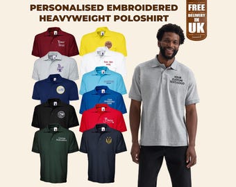 Personalised Embroidered Polo Shirts, Custom Text or Logo Workwear Polos, Your Company Designs Monogram Polo Shirts, Polo Shirts for Work