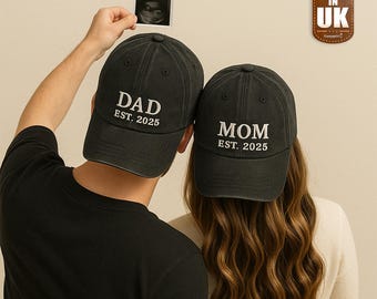 Mom And Dad Hats Embroidered Baby Pregnancy Announcement Baseball Caps