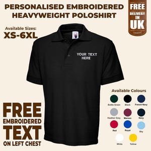 Personalised Text or Logo Polo Shirt, Custom Embroidered Workwear Polos, Your Own Designs Monogram Polos, Business Logo Polos, Gift for Him