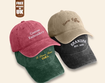 Custom Embroidered Unstructured Cap, Personalized Text or Logo Hat, Low Profile Monogram Hat, Custom Company Designs Cap, Gift for Workers