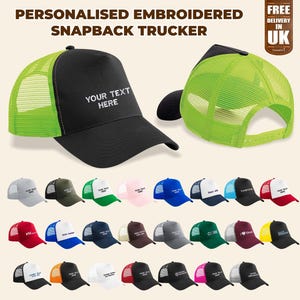 Casquette snapback avec texte ou logo personnalisé, casquette de camionneur brodée personnalisée, casquette de baseball monogramme de votre entreprise, chapeaux pour hommes et femmes, cadeaux pour travailleurs