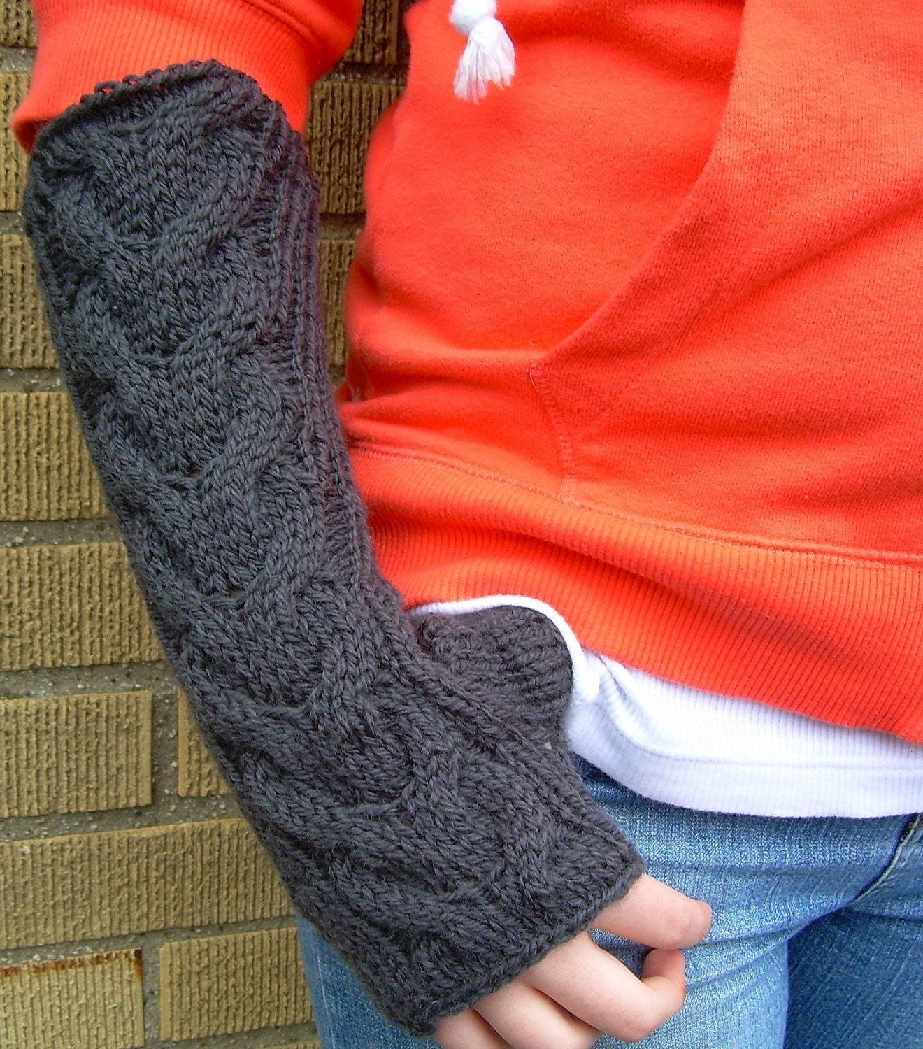 Handknitted Fingerless Mittens: Bella Inspired Charcoal Gray Texting Gloves
