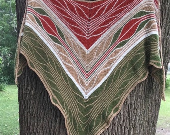 Hand Knitted Butterfly Shawl: Vegan Wearable Art Scarf