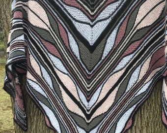 Hand Knitted Butterfly Shawl: Vegan Yarn Wearable Art Scarf