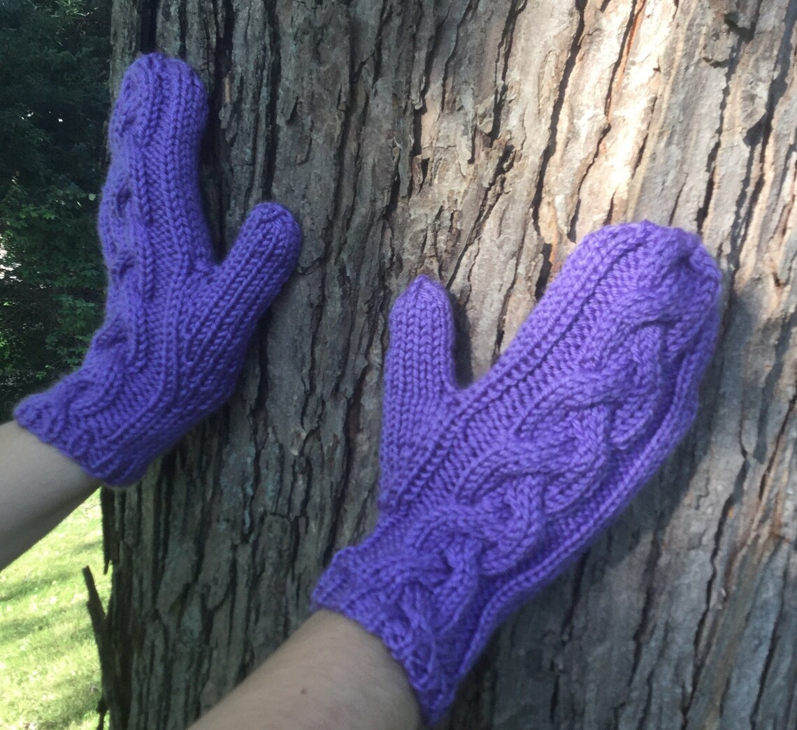 Cable knit mittens Lavender Hand knitted mittens women Etsy