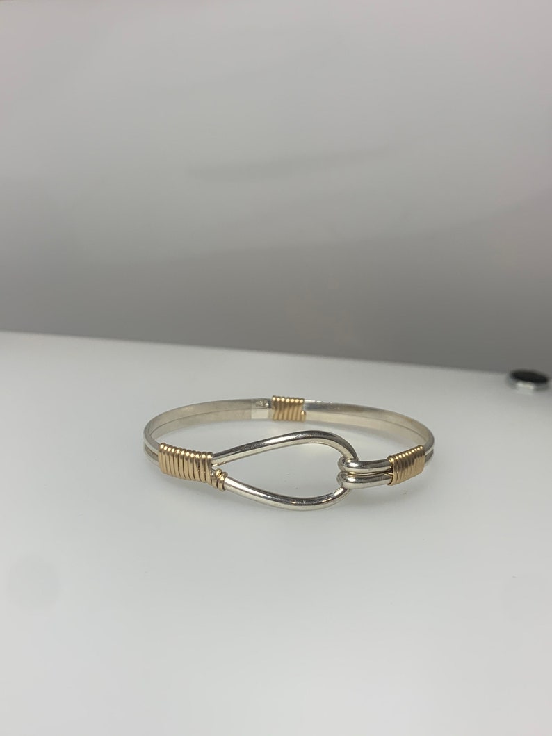 Classic Loop Wire Wrapped Bracelet Sterling Silver with 14 Kt GF Bindings