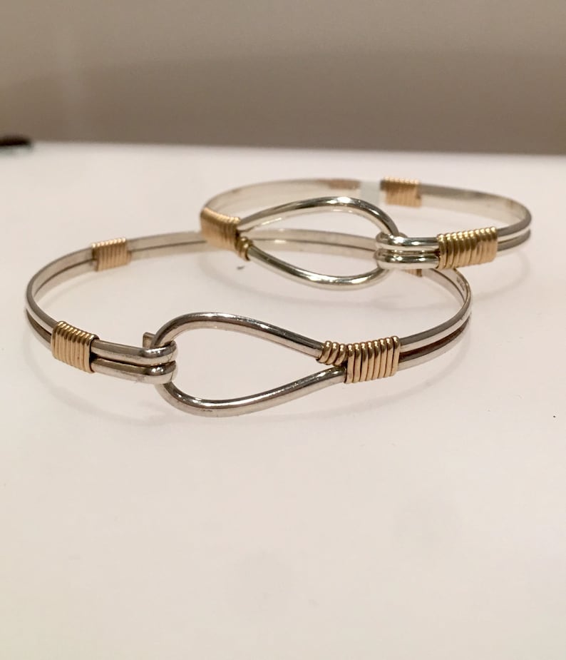 Classic Loop Wire Wrapped Bracelet Sterling Silver with 14 Kt GF Bindings