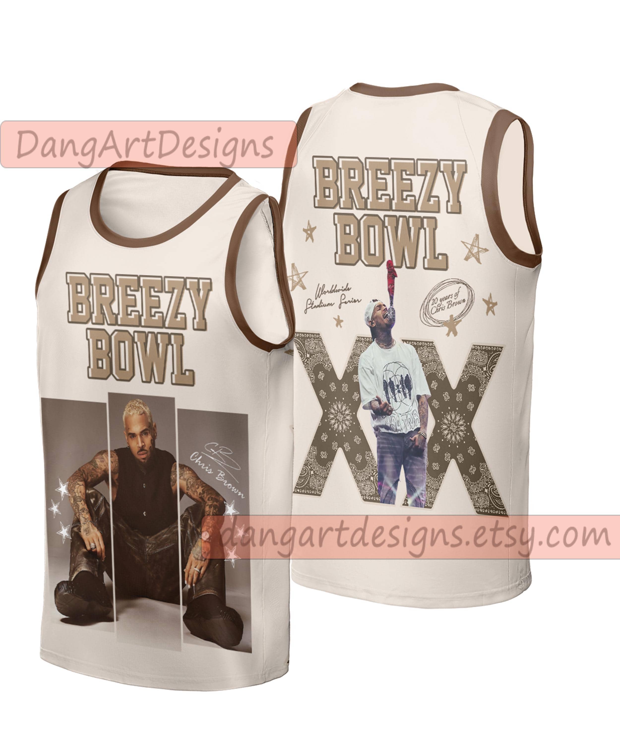 Chris Brown Breezy Bowl XX 2025 Jersey: Sleeveless V-Neck Tank Top