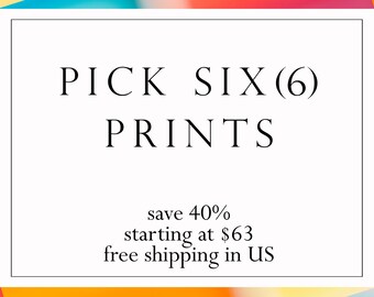 Set of 6 Prints, Your Choice of Photographs, Gallery Wall Set, Save 40%, Ready to Frame Collection of Six Prints, Art for Home Staging
