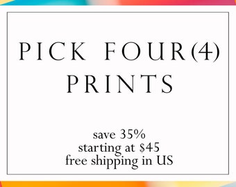 Set of 4 Prints, Your Choice of Photograph, Gallery Wall Set, Save 35%, Ready to Frame Collection of Four Prints, Art for Home Staging