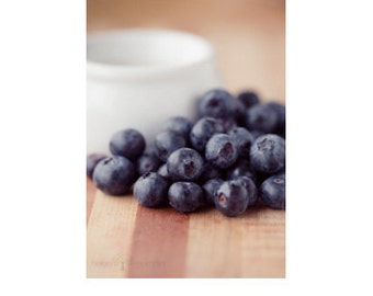 Photograph of Blueberries for the Kitchen and Dining Room as Wall Art, Ready to Frame Fruit Print for Kitchen Staging, Blue Neutral Decor