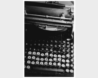 Black and White Photograph of a Vintage Typewriter, Thoughtful Gift for Writer or Home Office, Library, Entryway or Living Room Wall Decor