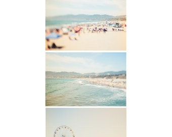 Santa Monica Beach Photograph Collection of 3 Prints for Gallery Wall, Set of 3 California Beach Prints, Whimsical Beach Wall Decor