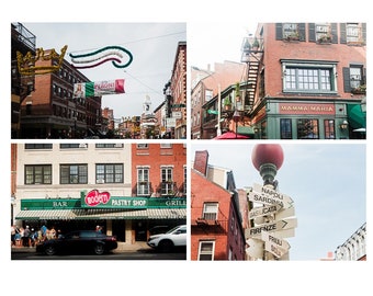 Set of 4 Photographs of Boston's North End for Gallery Wall Art as Home Decor, Travel Photography, Boston Gift Idea, Ready to Frame Prints