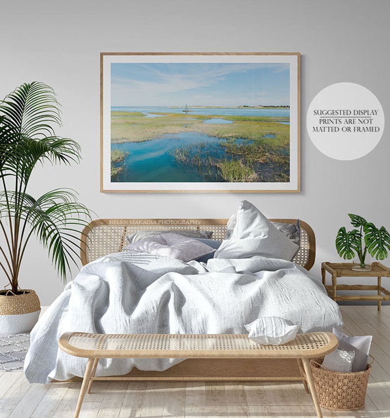 Photograph of Lone Sailboat on a Salt Marsh Print, Cape Cod Art, Oversized Wall Art for Living Room, Beach House Decor, Nautical Nursery image 6