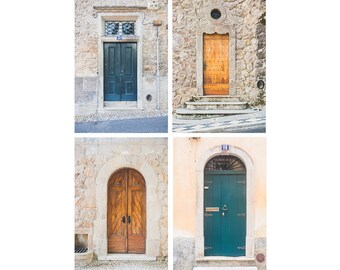 Portugal Wall Art, Door Photograph Collection of Sintra Portugal, Colorful Wall Art, Portugal Gift Set of 4 prints, Door Travel Photography