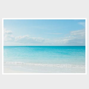 Photograph of Turks and Caicos Grace Bay Beach Wall Art, Coastal Beach Travel Print for the Living Room or Bathroom, Teal Blue Home Decor image 10