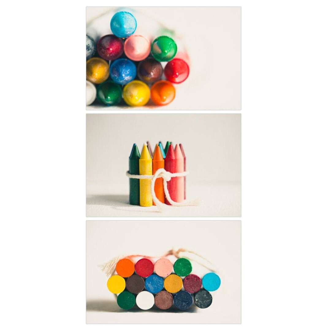 Rainbow Crayon Photo, Colorful Playroom Art, Children's Wall Decor
