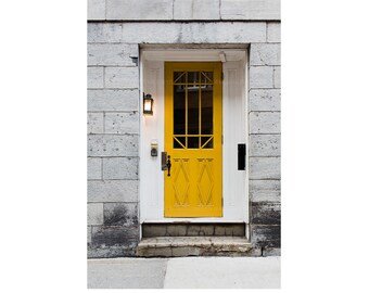 Photograph of Yellow Door of Quebec City Canada, Deep Yellow Wall Art, Door Photograph, Ready to Frame Wall Print, Travel Photography