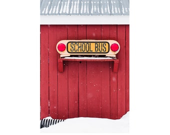 Photograph of Yellow School Bus Sign Photograph, Fun Playroom Decor of Transportation Sign, Teacher and School Bus Driver Appreciation Gift