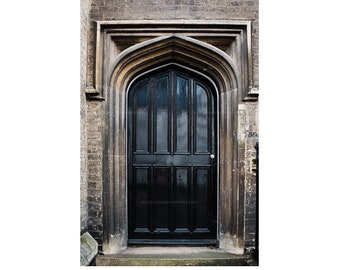 Photograph of Cambridge UK Black Door Print Wall Art, Architectural Print, Travel Photography for Home Library Decor or Living Room