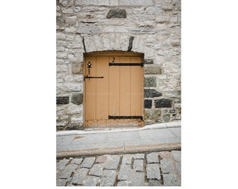 Photograph of a Half Door of Quebec City Canada, Yellow Wall Art, Door Photograph, Ready to Frame Wall Print, Old World Travel Photography