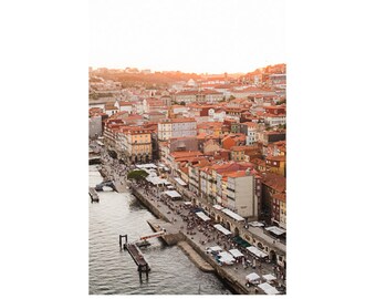 Photograph of Porto Portugal Skyline at Dusk, Porto Portugal Photograph, Travel Photography, Ready to Frame Vertical Wall Art Print Decor